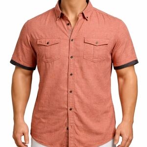 Men's Casual Coral Button Down Shirt